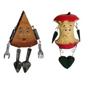 WMG Anthropomorphic Shelf Sitter 2006 Figurine Apple Core & Pie Lot of 2